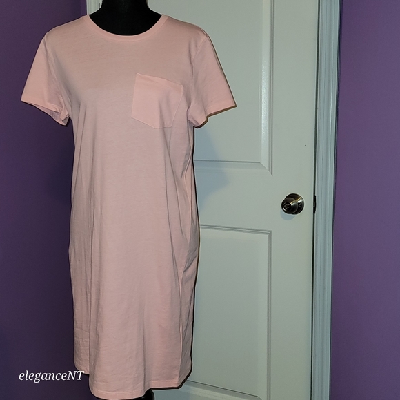 J Crew Short Sleeve Cool Pink T shirt Dress Re-Imagined Sz: Small NWT - Picture 7 of 8